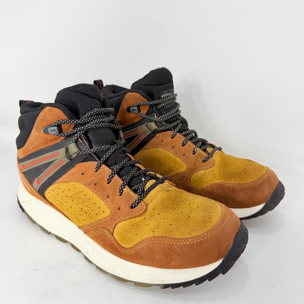 Merrell Redwood Waterproof Mens Hiking Boots Brown Mustard J068033 Size 8